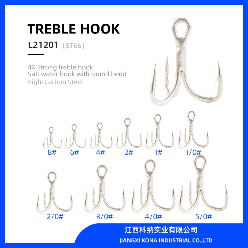 China L21201-ST66 4X Strong inline treble hook manufacturers and suppliers